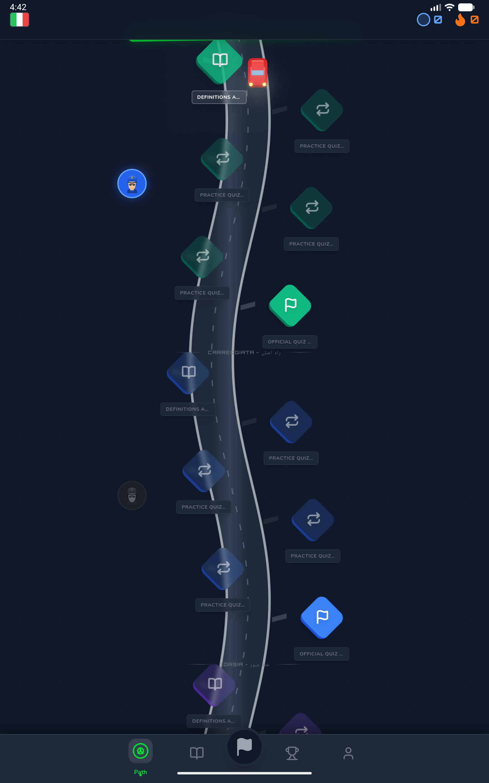 Learning journey screen